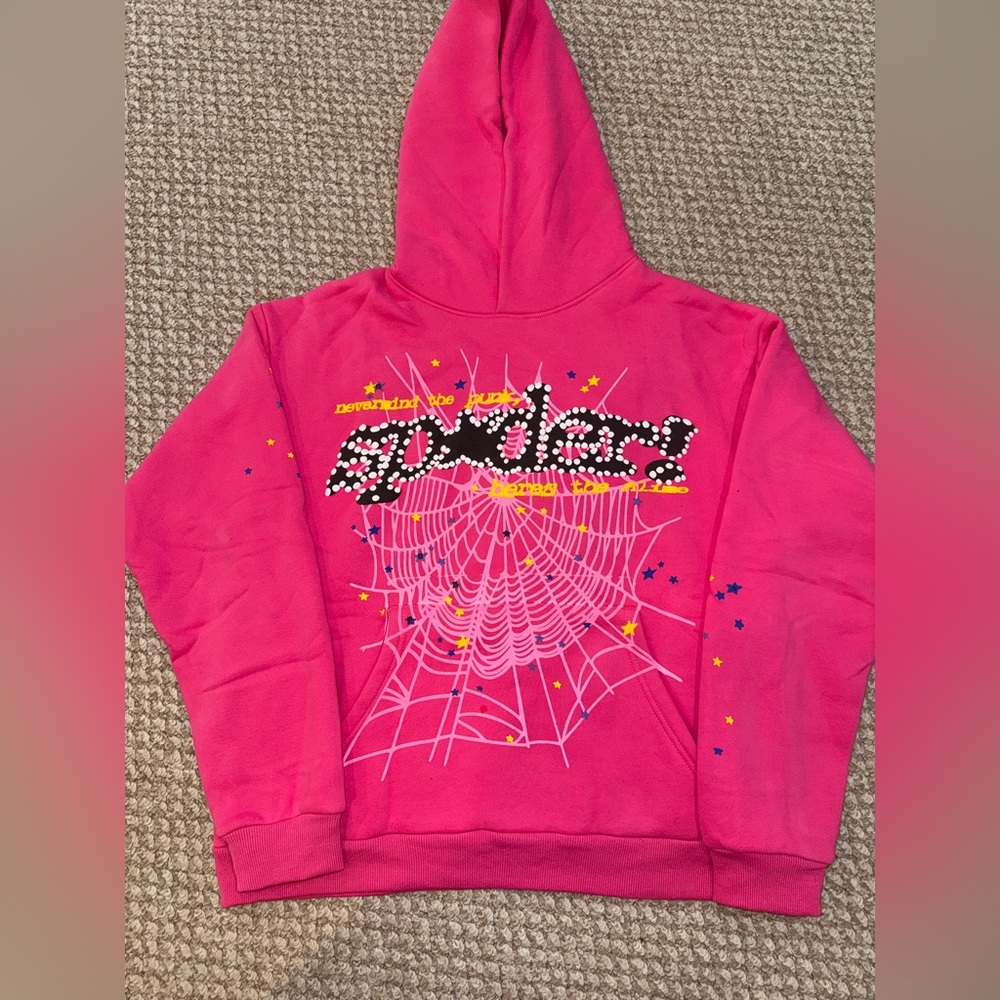 Brand new size medium pink Sp5der hoodie